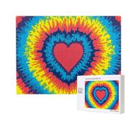 Corazón Amor arcoíris teñido Anudado,Rompecabezas de Madera de 500 Piezas, Juego Familiar, Rompecabezas para Adultos, Adolescentes, decoración del hogar