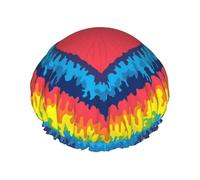 Corazón amor arcoíris tie dye,Gorro de ducha, gorro de noche, gorro de baño elástico impermeable de doble capa, reutilizable para el cabello.