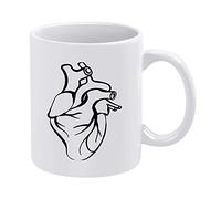 Corazón anatómicamente correcto Taza blanca negra Taza de café divertida Taza de té para hombres Mujeres Regalo divertido del día del padre para papá Marido Nuevo papá Regalo de cumpleaños Taza de caf