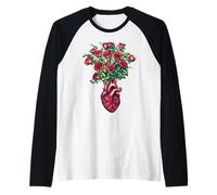 Corazón anatómico con Rosas, Guerrero del corazón, Regalo de cardiología Camiseta Manga Raglan