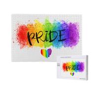 Corazón arcoíris del Orgullo Gay LGBT en Estilo Acuarela Colorido,Rompecabezas de Madera de 1000 Piezas para Adultos y Adolescentes.