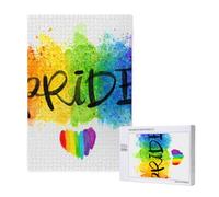 Corazón arcoíris del Orgullo Gay LGBT en Estilo Acuarela Colorido,Rompecabezas de Madera de 1000 Piezas para Adultos y Adolescentes.