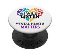 Corazón arcoíris Te escucho - Salud Mental PopSockets PopGrip Adhesivo