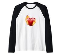 Corazón ardiente en llamas Camiseta Manga Raglan