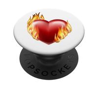 Corazón ardiente en llamas PopSockets PopGrip Adhesivo
