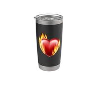 Corazón ardiente en llamas Vaso térmico de acero inoxidable de doble pared