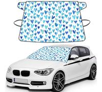 Corazón Azul Elegante romántico único,Funda Protectora para Parabrisas de Coche, Resistente a la Nieve, Hielo, Sol, Rayos UV, Polvo y Agua. Apta para la mayoría de los Coches.