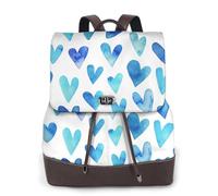 Corazón Azul Elegante Romántico Único,Mochila para mujer, impermeable, ligera, de piel sintética, moderna, para viajes.