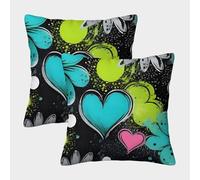 Corazón Azul Funda Almohada 3D Impresa para Viajeros, Poliéster Suave Y Resistente, Protege Tu Almohada En Viajes, Decorativa para Cama 40x40cm