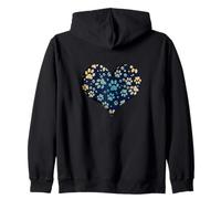 corazón Azul Patas Animales patrón Perro Gato Amor Mascotas Sudadera con Capucha