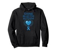 Corazón Azul Radiante para la Conciencia del Autismo Sudadera con Capucha