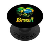 Corazón Bandera Brasil PopSockets PopGrip Adhesivo