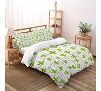 corazón Cactus Juego De Funda para Edredón 3 Piezas 3D Impresa Cute Desert Plants con Cremallera Y Funda De Almohada Super King（260x220cm） Microfibra Juego De Ropa De Cama para