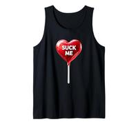 Corazón Caramelo Rojo Suck Me Humor Atrevido San Valentín Camiseta sin Mangas