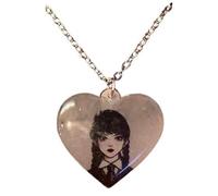 Corazón colgante compatible con Miércoles Addams colores blanco y negro cadena acero inoxidable Magia Fantasy Hallowen Nevermore mano gadget accesorios idea regalo hombre mujer niña