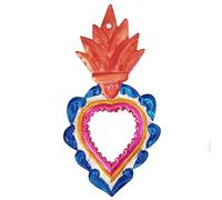 Corazón con Espejo C Artesanía Mexicana Colgante 16x8.5cm