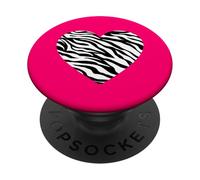 Corazón con Estampado de Animal de Raya de Cebra PopSockets PopGrip Adhesivo