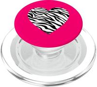 Corazón con Estampado de Animal de Raya de Cebra PopSockets PopGrip para MagSafe