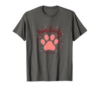 Corazón con Estampado de Patas de Paws-itively In Love with Dogs Camiseta, Hombre, Asfalto, 3XL