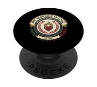 Corazón con Llamas Cristiano Mi Adoración Es Fuerte PopSockets PopGrip Adhesivo