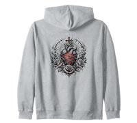 Corazón Cristiano Sagrado Anatómico con Rosas De Alambre De Púas Sudadera con Capucha
