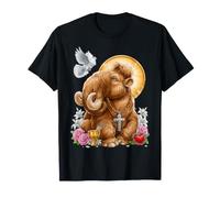 Corazón crucifijo con Cruz Cristiana de mamut lanudo Camiseta