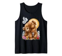 Corazón crucifijo con Cruz Cristiana de mamut lanudo Camiseta sin Mangas