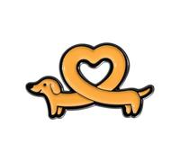 Corazón Dachshund Camisa Solapa Pines Personaje De Dibujos Animados Esmaltado Broche Perro Esmaltado Ropa Bolsa Joyería Dachshund Perro Esmalte Broche