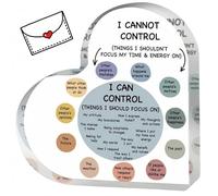 Corazón de afirmación de salud mental, decoración de salud mental, decoración en forma de corazón, adornos con texto en inglés "I Can Control", regalos de salud mental, letreros decorativos acrílicos,