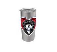 Corazón de agua portugués lindo cachorro amante del refugio rescate Vaso térmico de acero inoxidable de doble pared