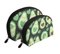 Corazón De Aguacate De Patrones Sin Fisuras Lindo, Bolsa de Maquillaje de Concha, Monedero pequeño para Mujer, Bolsa de artículos de tocador, Bolsa de cosméticos, 2 Piezas