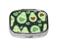 Corazón De Aguacate De Patrones Sin Fisuras Lindo, Pastillero cuadrado para bolsillo o monedero, pequeño contenedor de pastillas, organizador de pastillas de viaje