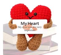 Corazón de amor crochet, apoyo emocional corazón de ganchillo | Adornos de juguete de corazón con tarjeta , portátil, seguro, soporte de ganchillo inspirador para habitación, coche, escritorio