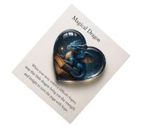 Corazón De Bolsillo,Recuerdo Acrílico con Patrón Dragón,Detalles Souvenir En Forma De Corazon Con Tarjeta Y Diseno De Dragon - para Chicas Adolescentes, Mujeres y Madres, para Mostrar en Escritorio, E