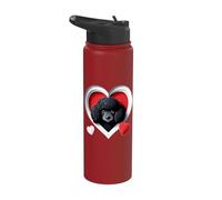 Corazón de caniche negro lindo cachorro amante del refugio rescate Stainless Steel Insulated Water Bottle