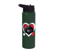 Corazón de caniche negro lindo cachorro amante del refugio rescate Stainless Steel Insulated Water Bottle