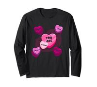 Corazón de Caramelo Vintage de San Valentín para Mujer Love You Are Strong Manga Larga