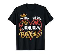 Corazón de celebración de la Reina de mi cumpleaños de enero de My Day My Way Camiseta