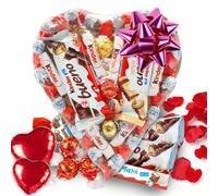 Corazon de Chocolate con Kinder Bueno, Shochobons, Chocolate y Bombones Lindt. Regalo Ideal para Parejas, Día de la Madre, Cumpleaños... [IAMI]