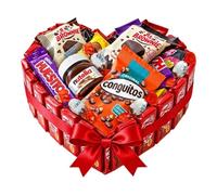 Corazón de Chocolate con Kit Kat, Gofre, Crema de Cacao, Conguitos y Huesitos | Regalo Original para Amantes del Chocolate | Detalle Dulce para Cumpleaños, Aniversario y San Valentín