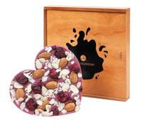 Corazón de chocolate rubí con aderezos - Empaquetado en una caja de madera | Regalo | Idea de regalo | Valentine | Regalo de amor | Mujer | Dia de la madre | Cumpleaños | Novia | Navidad