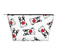 Corazón De Dibujos Animados Bulldog Francés San Valentín, Bolsa de artículos de tocador Bolsa de Maquillaje Bolsa de cosméticos Bolsa de artículos de tocador de Viaje portátil