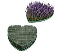 Corazón de Espuma Floral 1/3 Uds. Ladrillos de barro artificiales forma corazón bloques espuma florales verdes caja jaula flores con ventosa boda(1PCS)