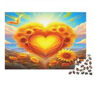 Corazón de Girasol Puzzle de 1000 Piezas Papel Puzzle para Adultos Escena cálida y soleada Puzzle para Toda la Familia Relajación Decoración Regalo 38x26cm/1000pcs