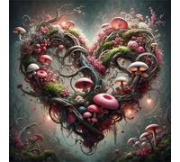 Corazón de Hongo de fantasía Puzzle 70 Piezas,Rompecabezas DIY Adultos,Puzle Clásico para Adultos Entretenimiento Creativo, Juegos Desafiantes