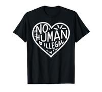 Corazón de inmigrante Ningún Humano es Derecho Ilegal Mujeres Hombres Niños Camiseta