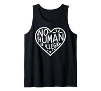 Corazón de inmigrante Ningún Humano es Derecho Ilegal Mujeres Hombres Niños Camiseta sin Mangas