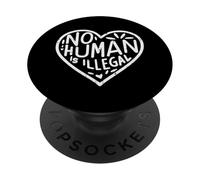 Corazón de inmigrante Ningún Humano es Derecho Ilegal Mujeres Hombres Niños PopSockets PopGrip Adhesivo