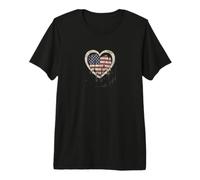 Corazón de la Bandera Americana Vintage: Estilo patriótico de la Gloria deshilachada Camiseta Premium