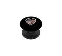 Corazón de la Bandera Americana Vintage: Estilo patriótico de la Gloria deshilachada PopSockets PopGrip Adhesivo